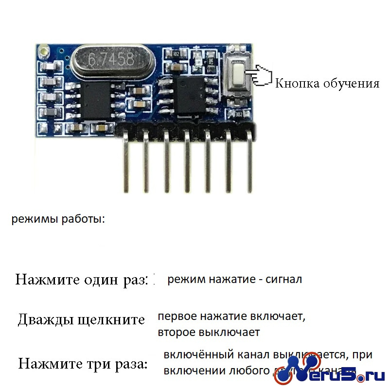 Комплект приемника и передатчика на 4 канала 433Мгц с многорежимным декодером фото 4